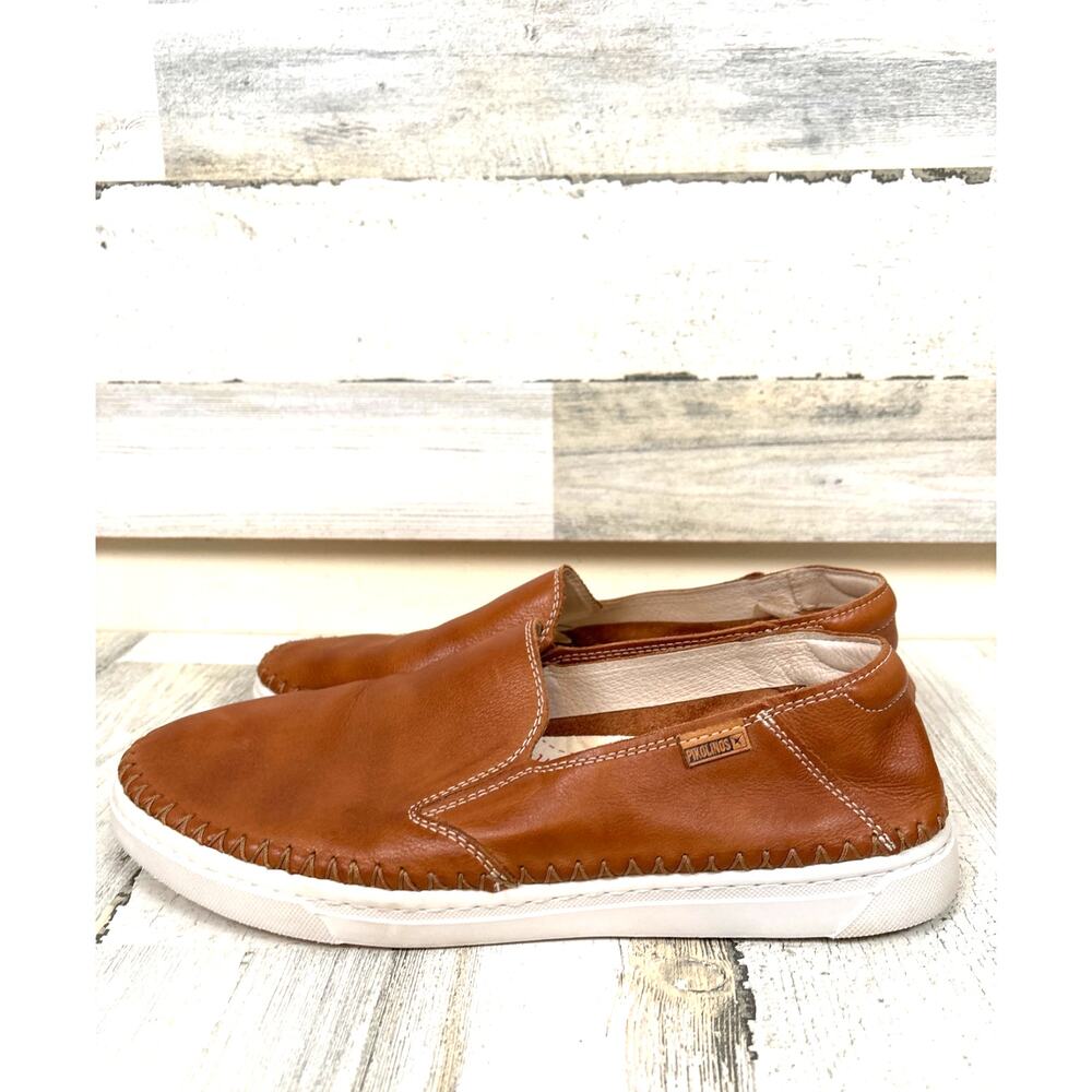 Pikolinos Mens 44 Albir Brandy Tan Leather Loafers Casual Dress Shoes Luxe